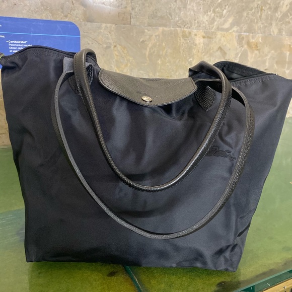 LONGCHAMP MONOCHROM ALL-BLACK Frm TUNISIA GORG Bag LUX RARE GENUINE SLEEK Lrg - Picture 2 of 16